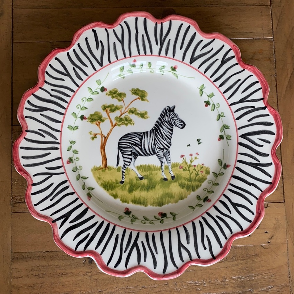 NEW Beautiful Portuguese Pottery Zebra Plate